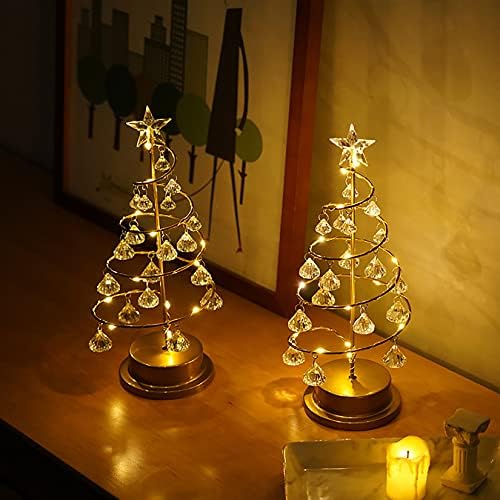 Stol gornji LED kristalni božićni drvci bakrena žičana svjetla, baterija osvijetljena petokraka božićna drvca za spavaću