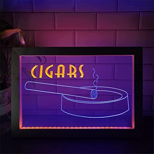 DVTEL cigare LED neonski znak, prilagođena trgovina cigareta USB noćna svjetla Neonska svjetla s drvenim okvirom, zidni viseći