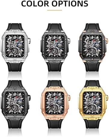 Nibyq luksuzni metalni satovi+remen za Apple Watch Band Series 8 7 45 mm na remenu od nehrđajućeg čelika guma narukvica za