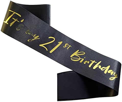 SASH 21. rođendana, crne satenske meke krila sa zlatnom folijom, to su moj 21. rođendanski ukrasi za djevojčice ili dječaka