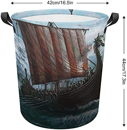 Foduoduo košarica za pranje rublja Vintage Viking Dragon Glava Pozadina Pozadina pranja rublja s ručkama sa sklopivim kolica