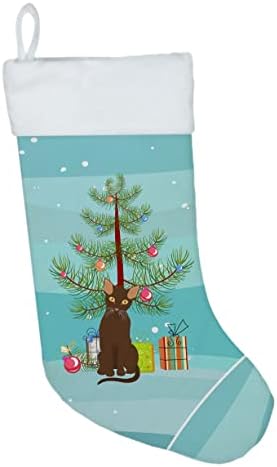 Caroline blaga ck4803cs suphalak mačka Sretan božićni božićni čarapa, kamin viseće čarape božićna sezona zabava dekor obiteljski