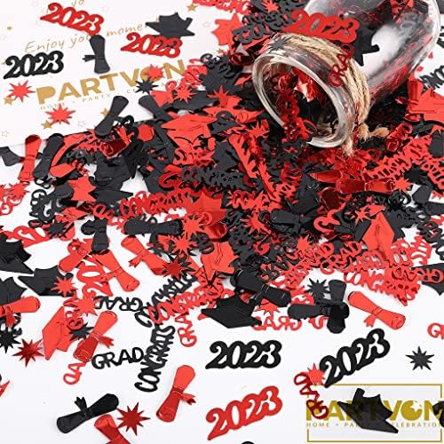 Maturalni konfeti 2023, crno-crveni dekor pribor za maturalnu zabavu, Klasa ukrasa 2023 stolni konfeti za vrtić predškolske