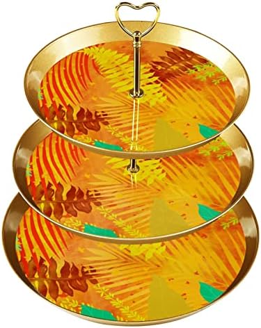 Stalak za torte stalak za kolače stolni stalak za deserte apstraktni jesenski biljni uzorak žutog lišća
