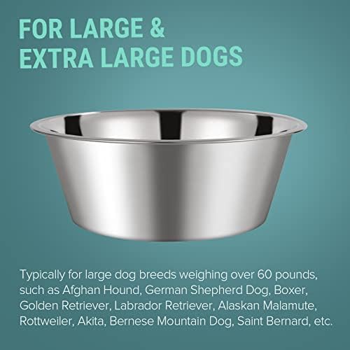 1,1 galon ekstra velike zdjele za pse 4 pakiranja zdjele za pse od nehrđajućeg čelika za velike pse, polirane, perilice posuđa,