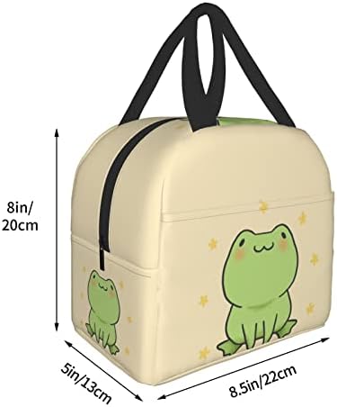 Slatka crtana žaba torba za ručak mala izolirana kutija za ručak s prednjim džepom kavajske vrećice za ručak za djevojčice