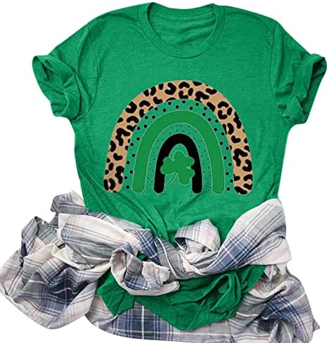 UBST Žene casual St. Patrick's Day Print majice Ladies Crewneck kratki rukavi TEE TOPS BLOUSES BLOUSES za tinejdžere