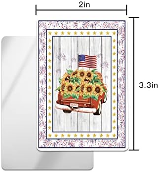 Kamion s američkom zastavom i kompaktnim ogledalom u SAD-u, trodimenzionalno mini ogledalo za razglednice, drvene trake za