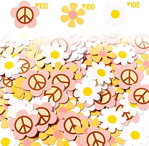 Winnwing 300 PCS Groovy Confetti Party Dekorations Opskrba 60 -ih retro hippie boho tratinsko cvijeće mir znak raspršivanje