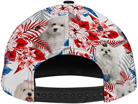 Malteški pas Domoljubna američka zastava tropski uzorak klasična kapa Malteški kućni ljubimac klasični šešir bejzbol kapa