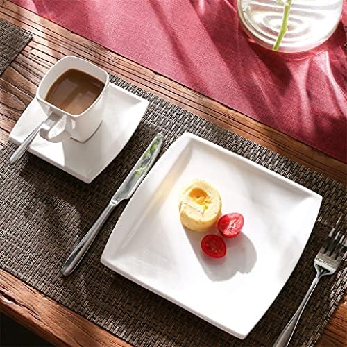 Yfqhdd 18-komad bijeli porculanski keramički setovi pića s kavom s šalicama, tanjurima i uslugama za deserte za 6