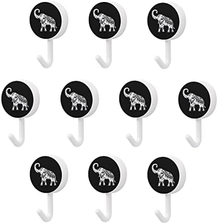 Ukrašeni slonovi okrugli plastični kuci ljepljive kuke za višekratnu upotrebu viseći zidne kuke za kuhinjsku kupaonicu 10