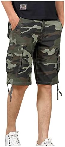 Muške kratke hlače teret, muške ležerne srednjeg struka obrezane hlače s više džepova na otvorenom ravnim nogama