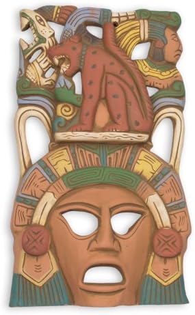 Novica Dekorativna keramička maska ​​Maya, višebojna, Maya Lord Jaguar '