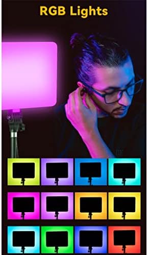 Mxiaoxia RGB Video Studio svjetla LED ravna ploča SMRUPA TPATIOD 360 ° Potpuna boja zatamnjena daljinska upravljačka fotografija