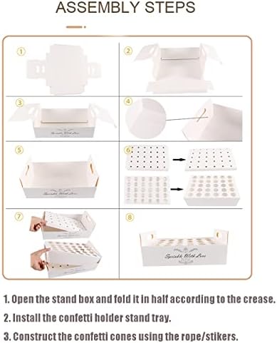 Confetti konusna stajalište kutije s kutijama od papira za papir 30 rupa Cvjetna stalak za kolač s konusnim papirima /konop