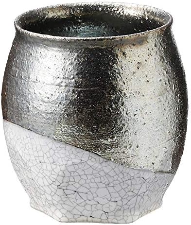 Shigaraki Ware MR-3-3005 Hechimon Sake Cup, drvena kutija, prodor crnog srebra