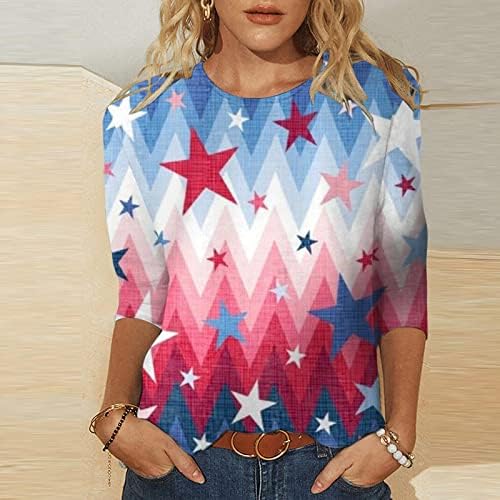 Seryu plus size majice za žene neovisnost Dan casual 3/4 rukav klasični majica majice mekog pulovera