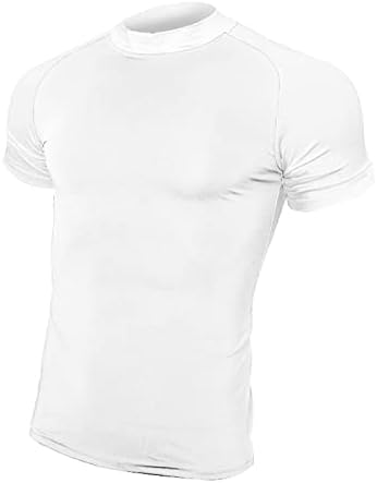 Muška sportska majica s okruglim vratom u boji s kratkim rukavima s imitacijom dolčevine, osnovni lagani vrhovi