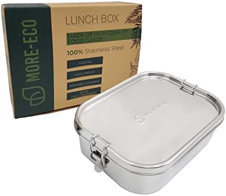 Pročitajte više-ekološki nepropusna kutija za ručak od nehrđajućeg čelika od 47 unci s pomičnom pregradom i spremnikom za