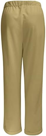 Žene elastične hlače u struku s džepnim hlačama za žene rastezanje struka čvrste boje labave ležerne hlače hlače