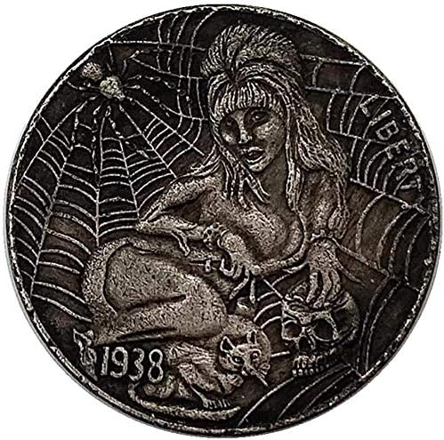 1938. Wanderer Old Copper Silver Coin Spider Web djevojka bakar srebrni novčić 20 mm mačje životinjske lubanje medalja copyCollection