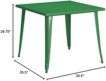 Flash namještaj komercijalni stupanj 35,5 kvadratni zeleni metalni unutarnji stol-vanjski stol
