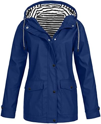Otvorena jakna s dugim rukavima Ženski morski klasični klasični jesenski čvrste jakne kapuljače kiša Pocket fit tanka jakna