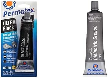 Permatex 82180 Ultra crna maksimalna otpornost na ulje RTV silikonski proizvođač brtve, 3,35 oz. Tube + 22058 Dielektrična