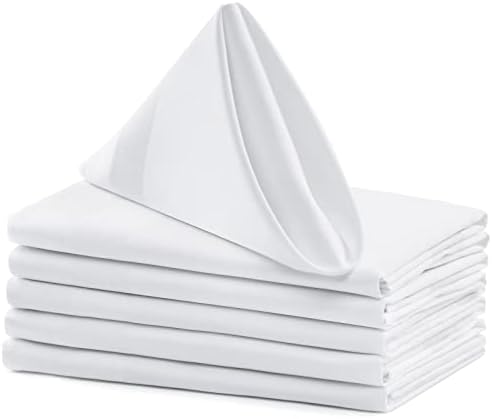 Bijela kuhinjska tkanina salvete 6 pakiranje 20x20 inča, pamučna predimenzionirana večera salvete meke, hotelske salvete