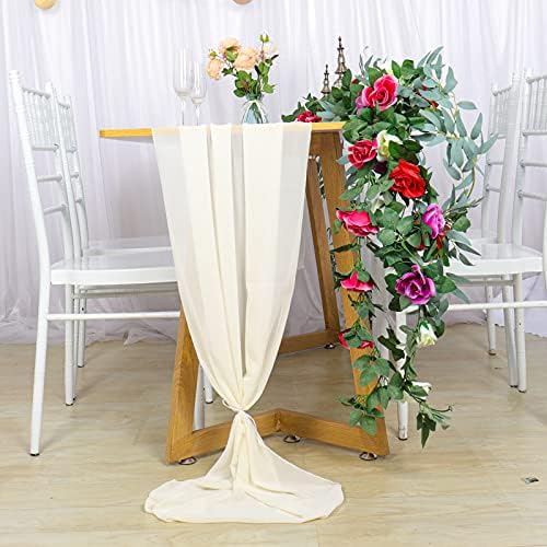 Šifonska stol trkač 10ft duga krema Voile Sheer Chifon stol Runner Overlay za romantični boho rustikalno vjenčanje 29x120-inčni