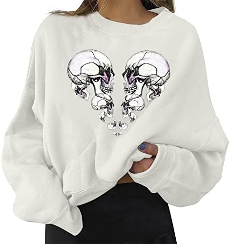 Halloween dukseri za žene casual kratki print za print dugi rukav košulja pulover jakna od runa