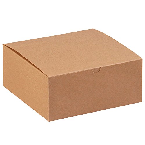 Poklon kutije, 8 in 8 in 3 1/2, Kraft, 100 kom / slučaj