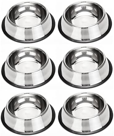 Set od 6 zdjela za pse od nehrđajućeg čelika, lako se čisti zahvaljujući neklizajućem gumenom prstenu, pojilicama za hranjenje