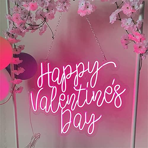 DVTEL Happy Valentines Day Neon Sign LED Modeliranje svjetlosnih slova natpis Akrilna ploča Neonsko ukrasno svjetlo, 60x48cm
