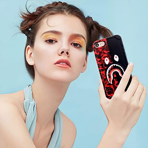 Itsfaxinke crvena crna slatka futrola za iPhone SE 2020 Teen Boy Fun Fun Smiješni dizajn, Cool Slim Fit iPhone 7 8 Dizajnerska