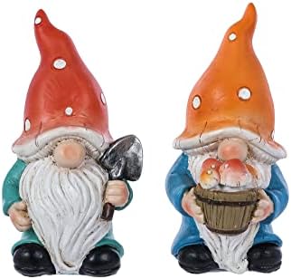Most Collection Small gljiva gnome figurice set od 2 statue bajke za unutarnji vanjski dekor