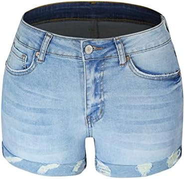 Oplxuo ženske casual traper kratke hlače 2023. ljeto valjana rastrgana sirova ruba nevolja rastezljiva jean hlača kratke