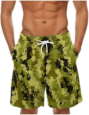 Wenkomg1 muške camo kratke hlače, elastični struk maskirna kratkih hlača na plaži kratke hlače casual tiskani brzi suhi sportski
