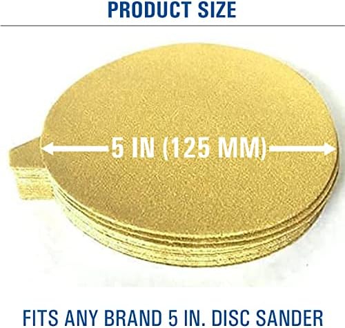 Starcke Premium 5 -inčni PSA diskovi za brušenje zlata - Aluminij oksid samo ljepljivi leđa - za drvo, boju, metal i plastiku