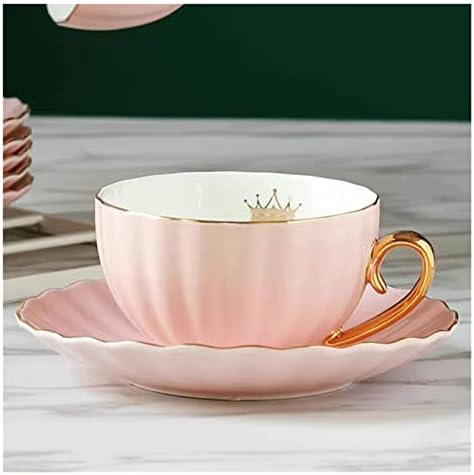 TDDGG Šalice za kavu od kostiju s zlatnom ručicom keramička čaša za čaj i tanjuri Poklon set