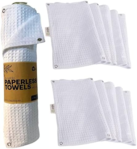 ECOJIA 10 list papirnatih ručnika za višekratnu upotrebu s puškama | Roll i održivi dvoslojni organski pamuk Ručnici bez