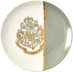 Harry Potter Hogwarts Gold Crest 4 -komad set keramičkih tanjura - 10.25 Veliki okrugli pribor za večeru - Bijeli i sivi