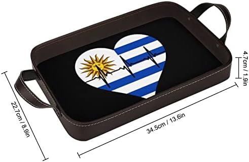 Ljubav Urugvajski Organizator ladice za zaštitu od srčanih kožnih ladica s ručicama ukrasna ladica za kućnu kuhinju dnevnu