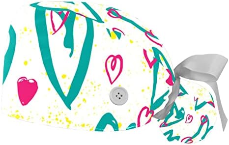 2 pakiranja radne kape s gumbom, multi -boja morskih morskih pasa, šeširi za ribanje duge kose