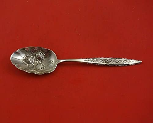 Cvjetna čipka Lunt Sterling Silver Berry Spoon Roses u zdjeli 8 3/8 Posluživanje