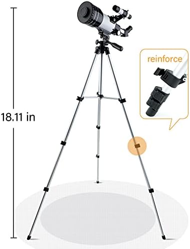 Teleskop od 70 mm za odrasle, djecu i početnike, prijenosni lomni cestovni teleskop s 3 okulara, stativom podesivim po visini,