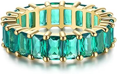 Zeleni smaragdni prsten od 18k pozlaćene kandže / pravokutni smaragdni rez, prsten od 18k