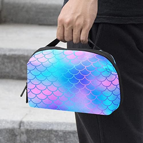 Prijenosna elektronička torba za organizatore riblje vage s uzorkom sirene sanjiva Plava ružičasta putna kabelska torba za