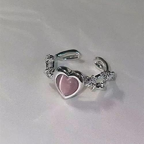 2023 novi prsten sa šiljastim srcem ružičasti opal nakit od srca breskve otvoreni prsten ženski dizajn visokokvalitetni poklon